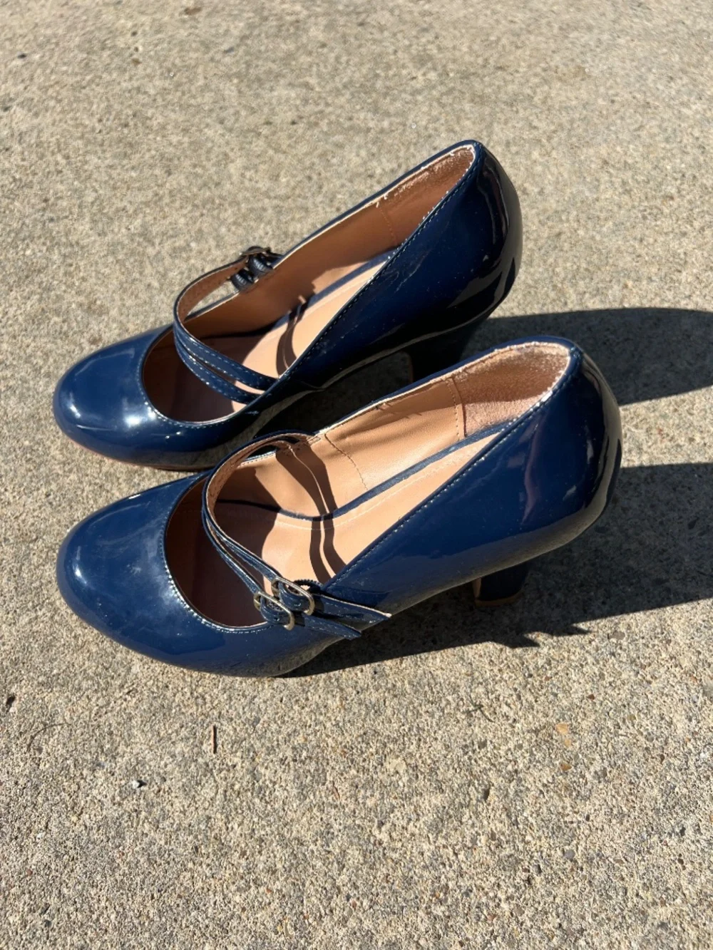 Women’s Patent Mary Jane Heels - Navy Blue (Size 7)